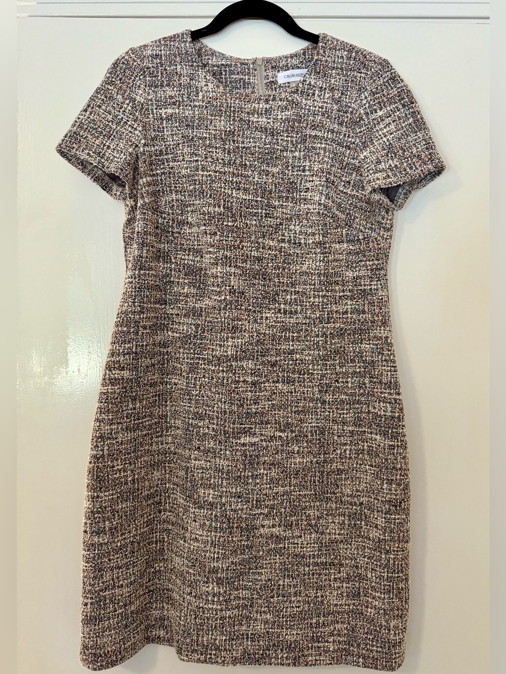 Calvin Klein Brown & Cream Tweed Mini Dress